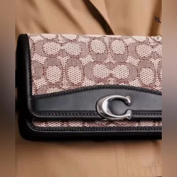 NWT Coach Bandit Belt Bag In Signature Jacquard CJ810 LH/Cocoa Black